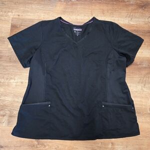Purple Label Yoga By Healing Hands Black Women's Scrub Top 3x